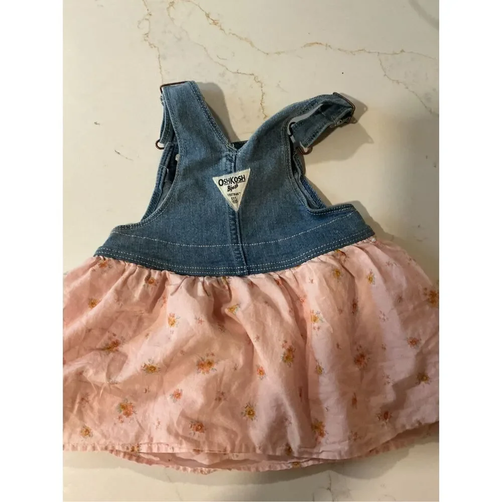 OshKosh Bgosh Overalls Sz 18 mo Denim Tulle Pink Floral